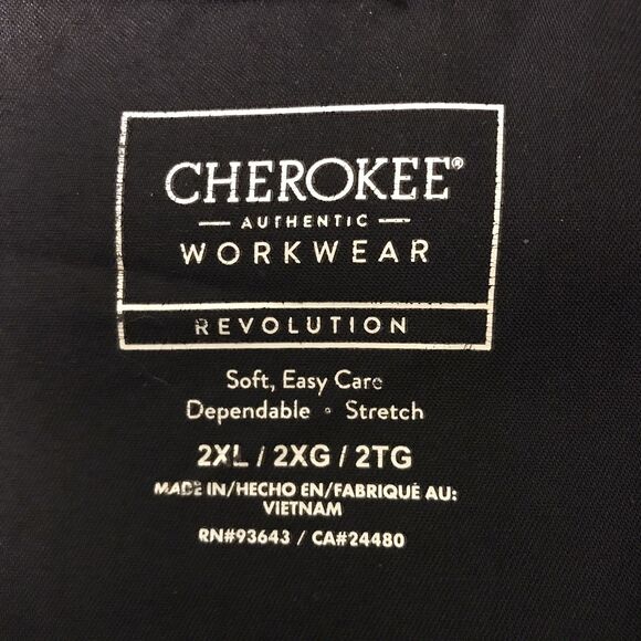 Cherokee Workwear Scrub Jacket Women's 2X Black Long Sleeved Snap Front Top - Picture 7 of 10